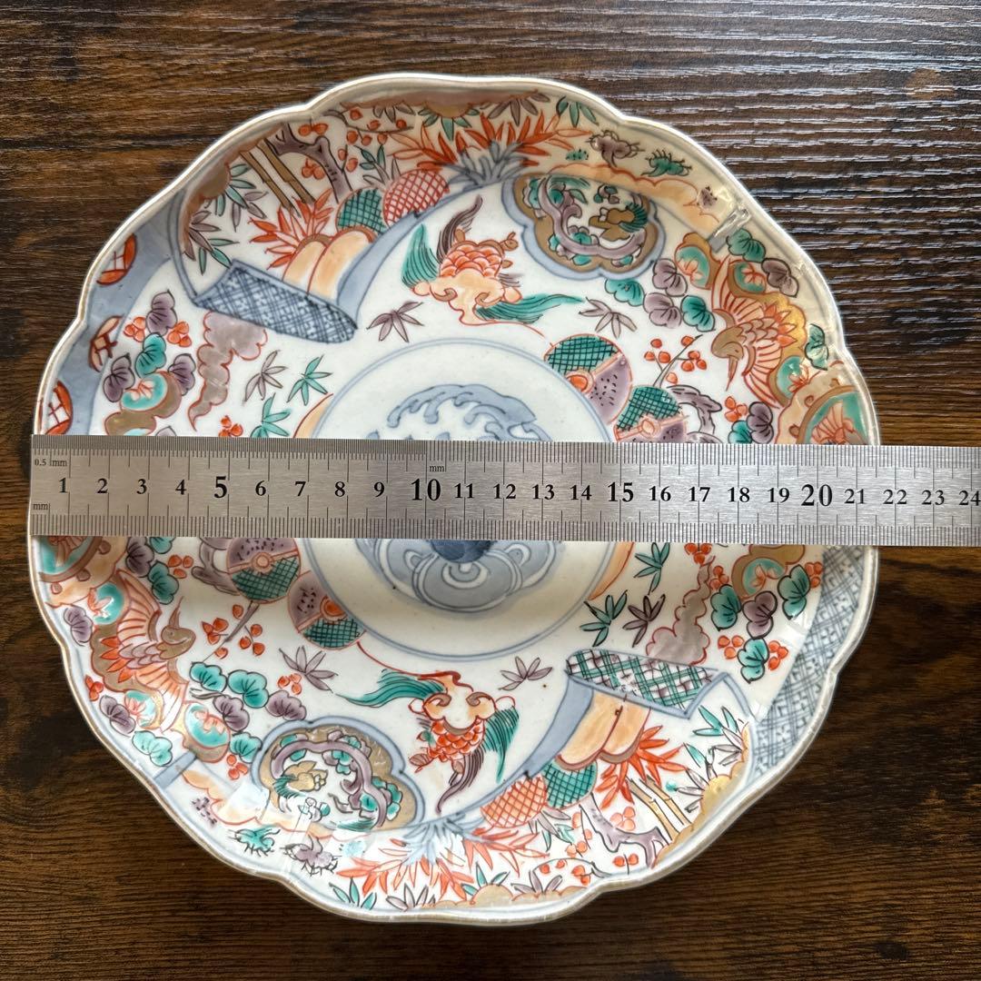 明治時代、伊万里、吉祥文様、宝珠、蓑亀、鶴、ふくら雀、龍、美品、すぐ匿名発送、B