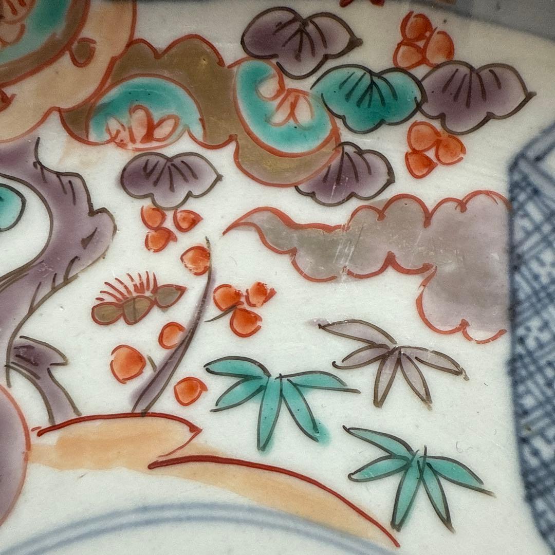 明治時代、伊万里、吉祥文様、宝珠、蓑亀、鶴、ふくら雀、龍、美品、すぐ匿名発送、B