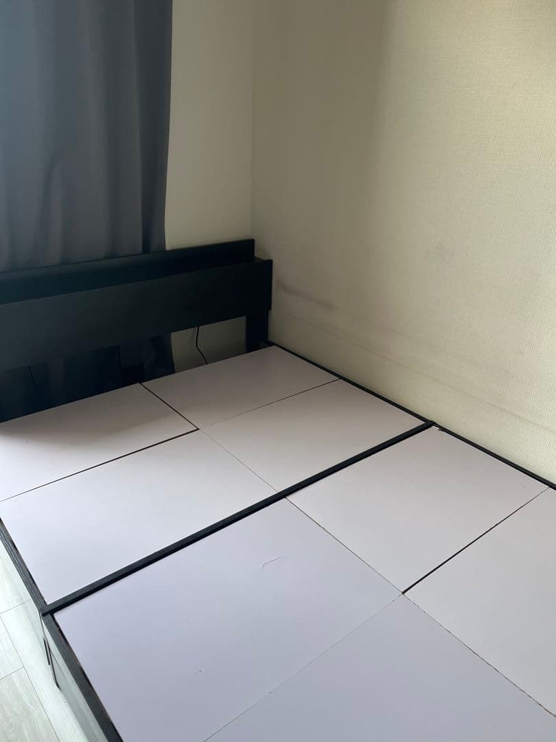 【収納付き】ダブルベッドフレーム ブラック ※マットレス無し