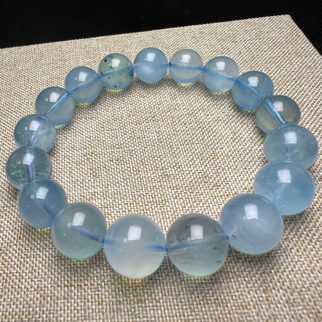 【81313】 高品質 アクアマリン 12.4mm ブレスレット 天然石
