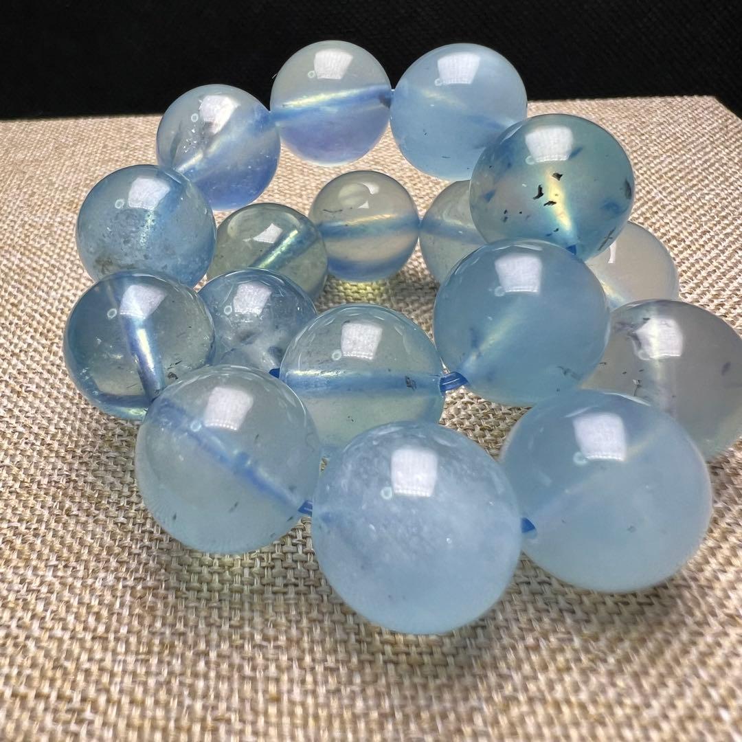 【81313】 高品質 アクアマリン 12.4mm ブレスレット 天然石