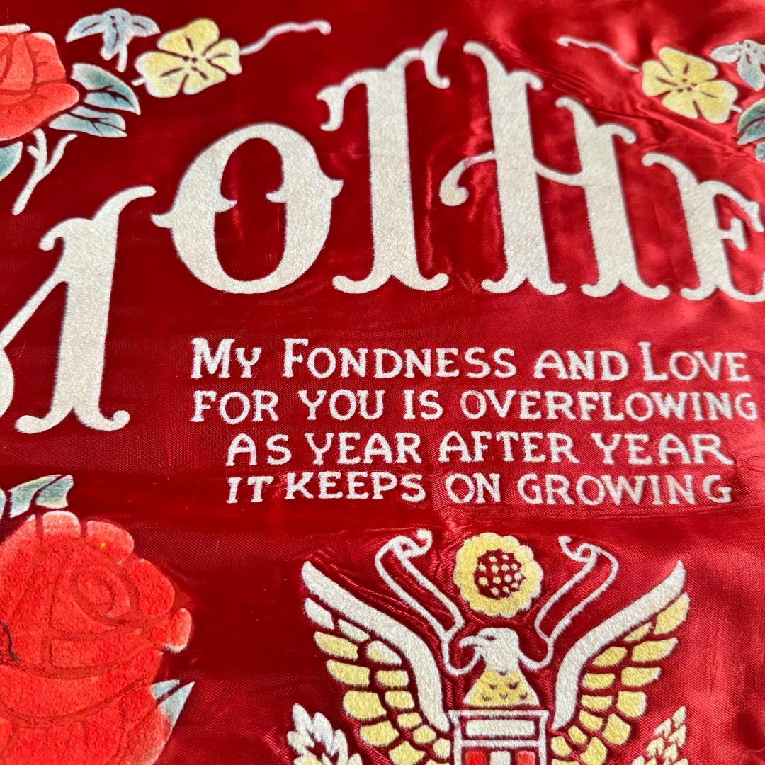 陸軍ビンテージ40sスーベニア50sクッション古着カバー ピローケース赤USA枕