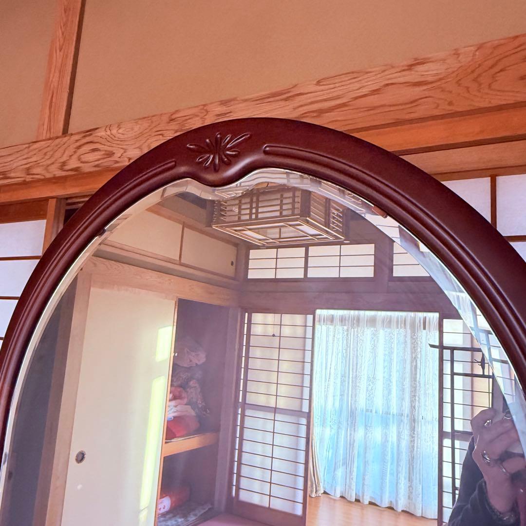 2236様感謝‼️これさえあれば‼️昭和の淑女のラウンドドレッサー　鏡台机　旭硝子