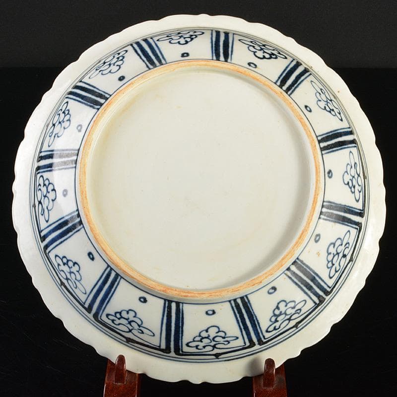 中国　青花　鳥纏枝花卉文盤　V　R6802E