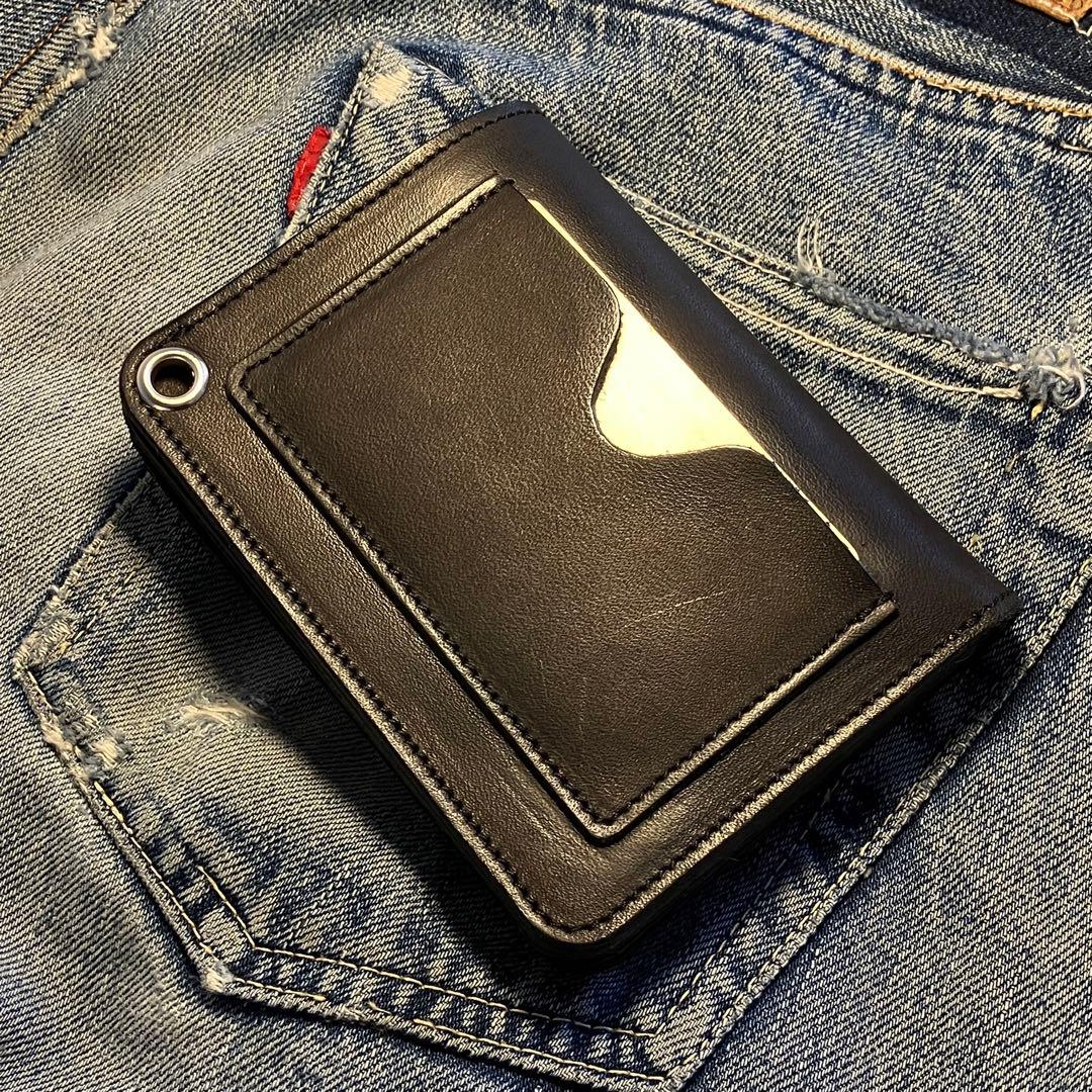 お札が折れない！ミドルトラッカーウォレット　3層 シルバー 栃木レザー