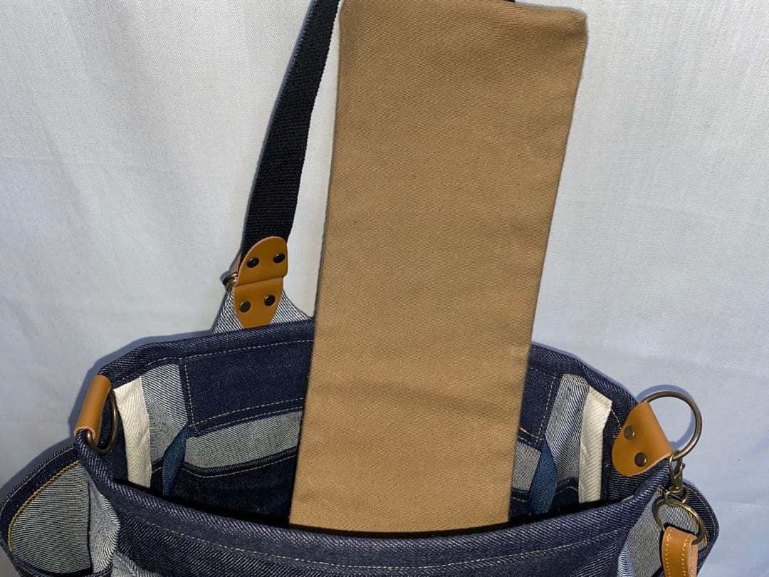 セール☆ハンドメイド☆岡山デニム☆黒ネコ☆リュック対応☆4wayあおりバッグ