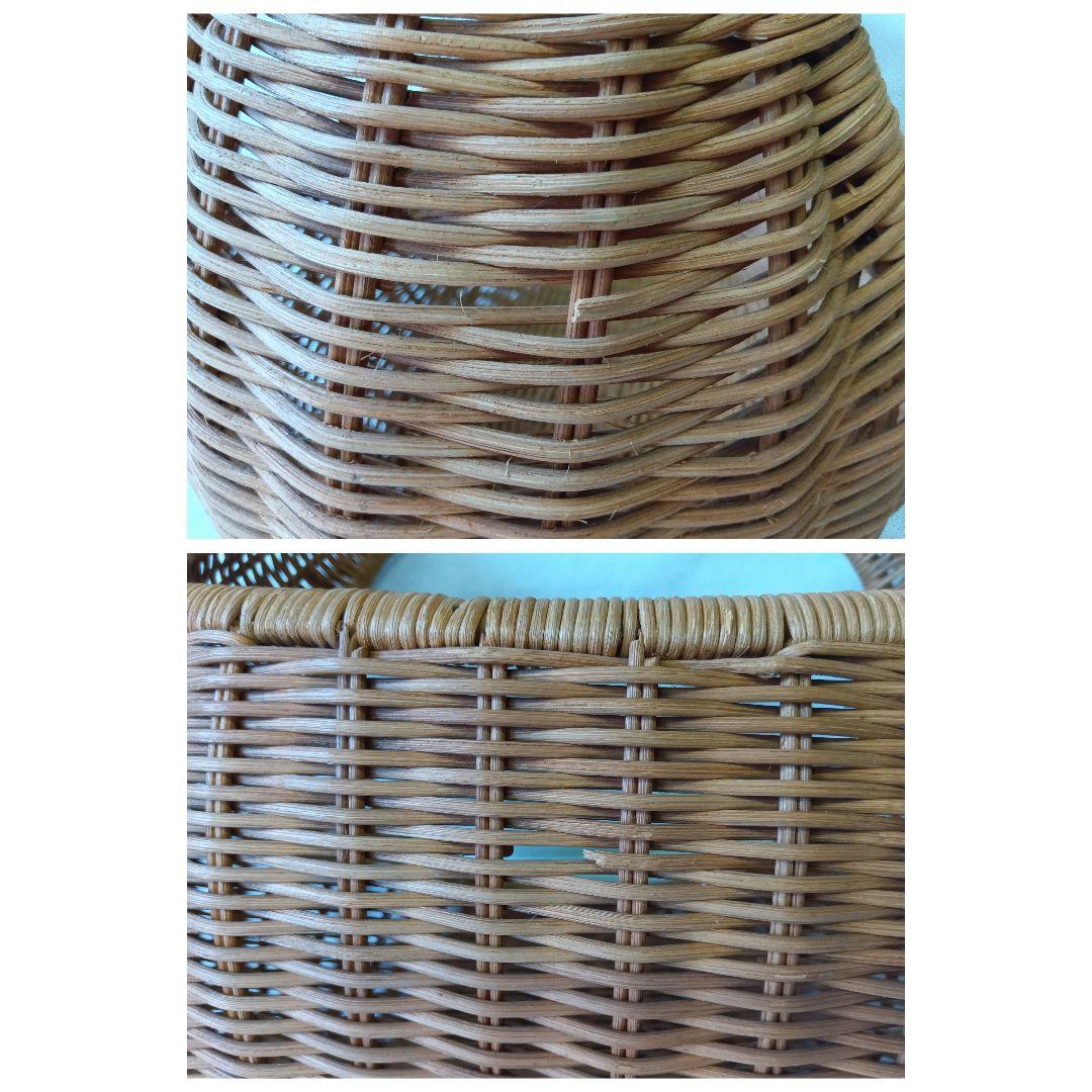 籐製　クロワッサン型ラタンバスケット　大　ワンハンドル　持ち手付きカゴ