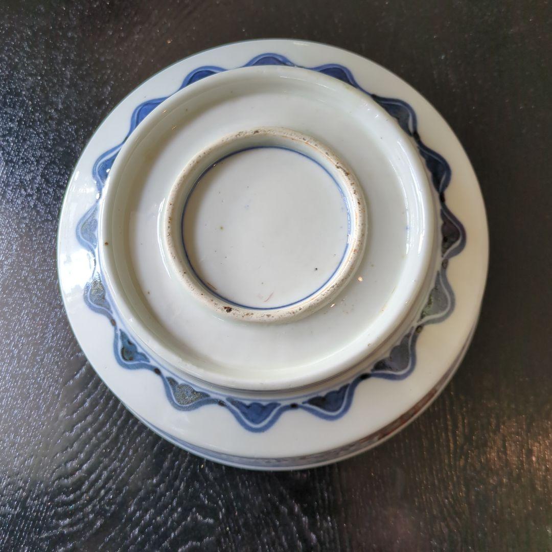 骨董　古伊万里　鉢　③　染錦　器　陶器　盛鉢　二重高台　伊万里