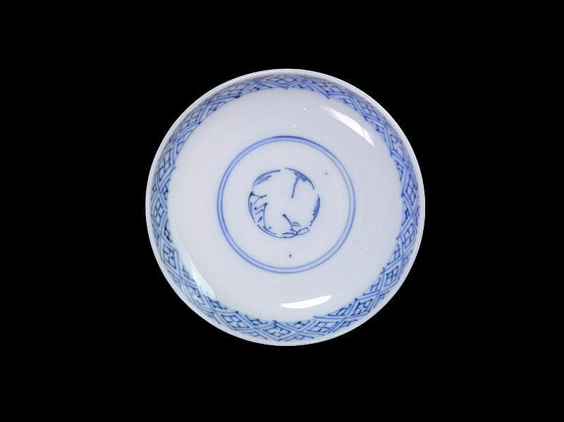 古伊万里　染付　微塵唐草の図　蓋茶碗　２客　C556AS-CWk