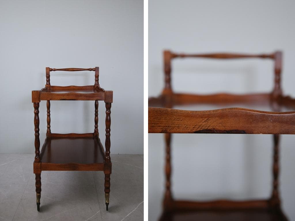 英国アンティーク木製キッチンワゴン/トロリー/飾り棚サイドテーブル机92-191