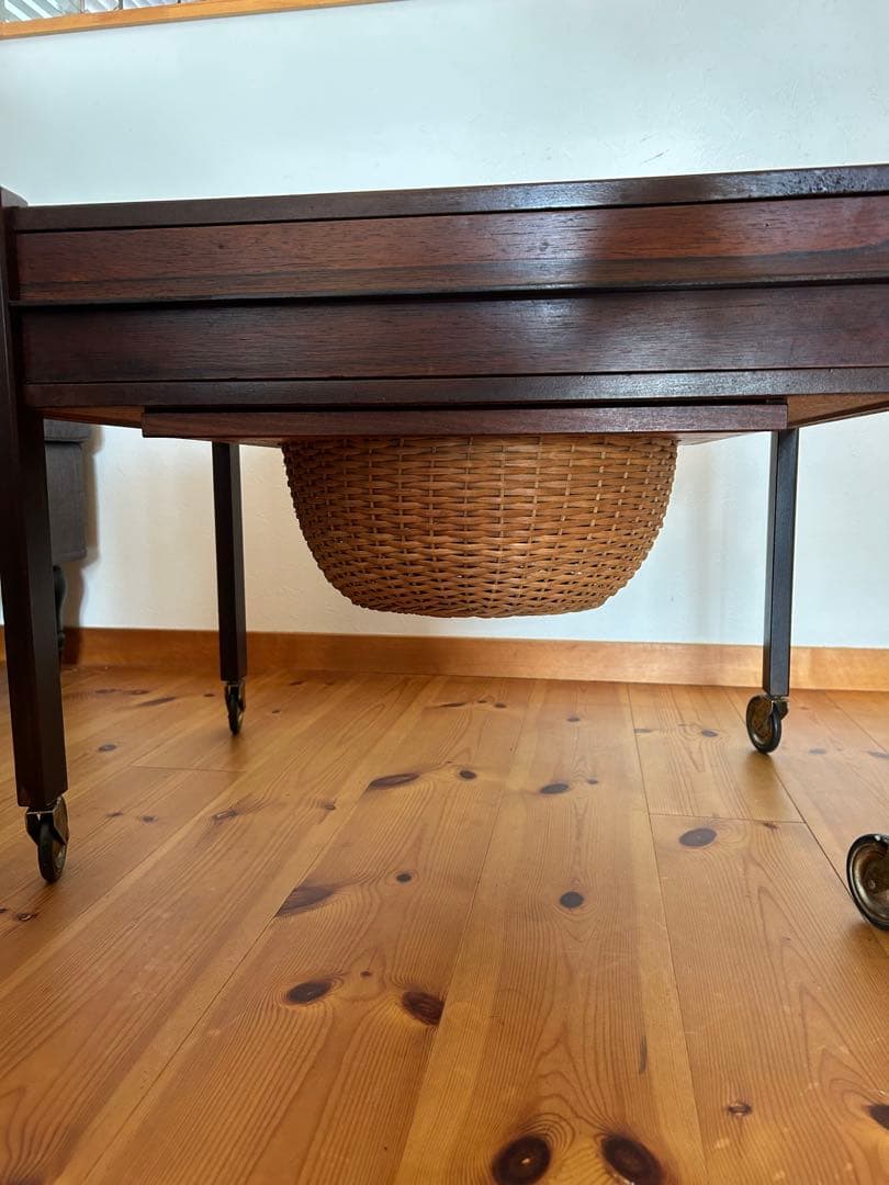 北欧　ビンテージ　ソーイングワゴン　バスケット　かご　手芸　裁縫箱