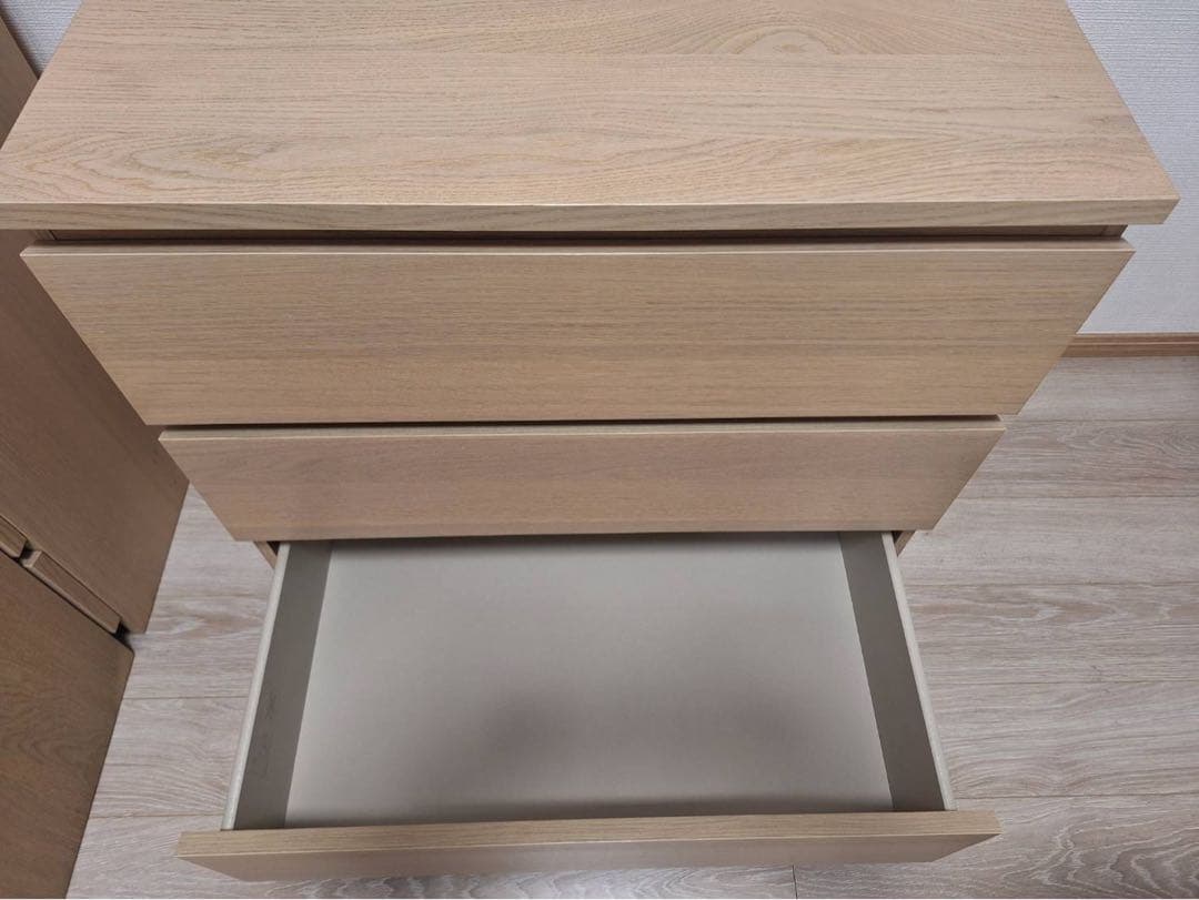 IKEA MALM 3段チェスト　ホワイトステインオーク　3/3