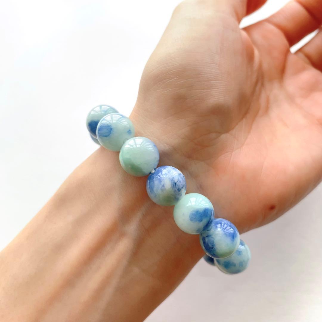 ホワイトデー❤️ペルシャ翡翠 ジェイド 天然石 ハート ガラス ブレスレット