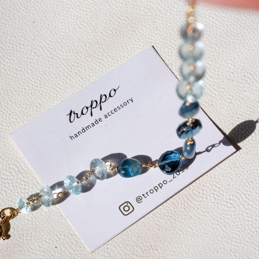 14kgfサンタマリアアクアマリン・ロンドンブルートパーズブレスレット