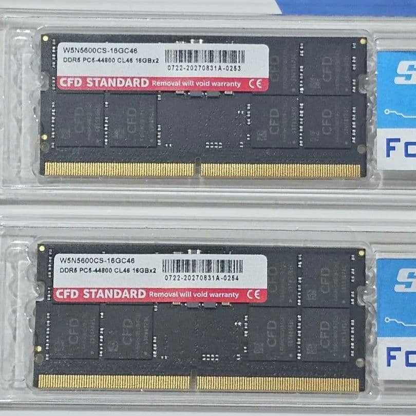 増設メモリ SODIMM DDR5 PC5-44800 16GB 2枚組