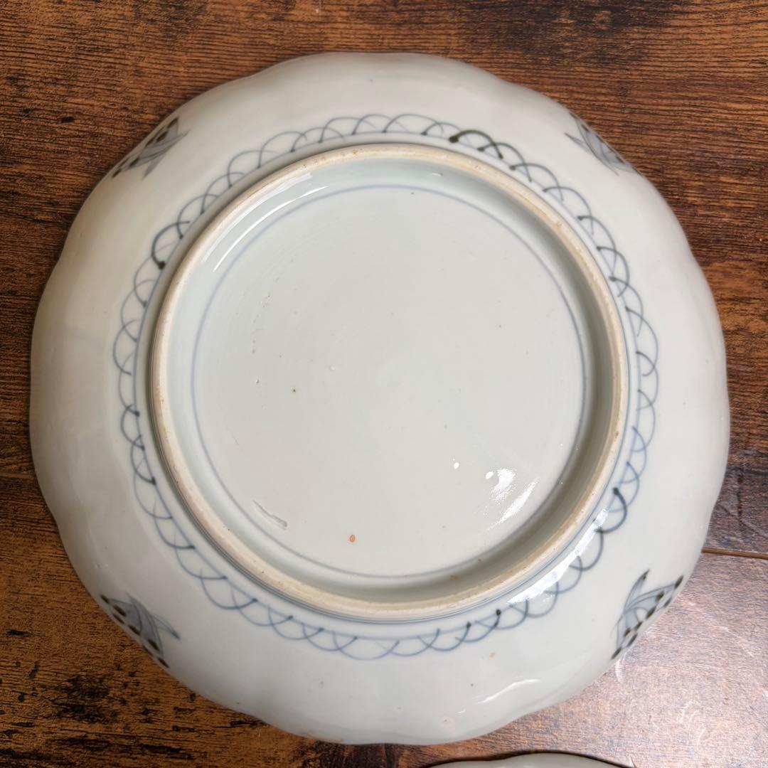 古伊万里　赤絵麒麟図七寸皿ニ客　大皿/中皿/アンティーク/お皿 020