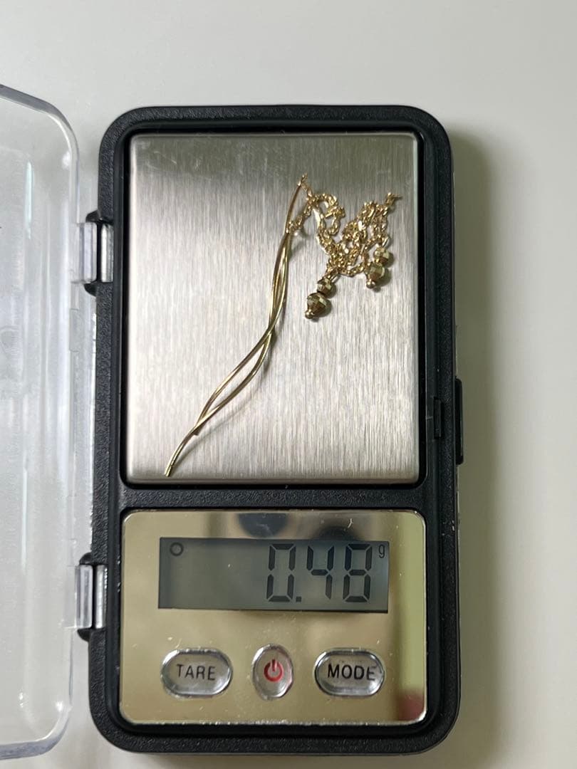 ハンドメイド　K10 ミラーボール　ウェーブロングチェーンピアス