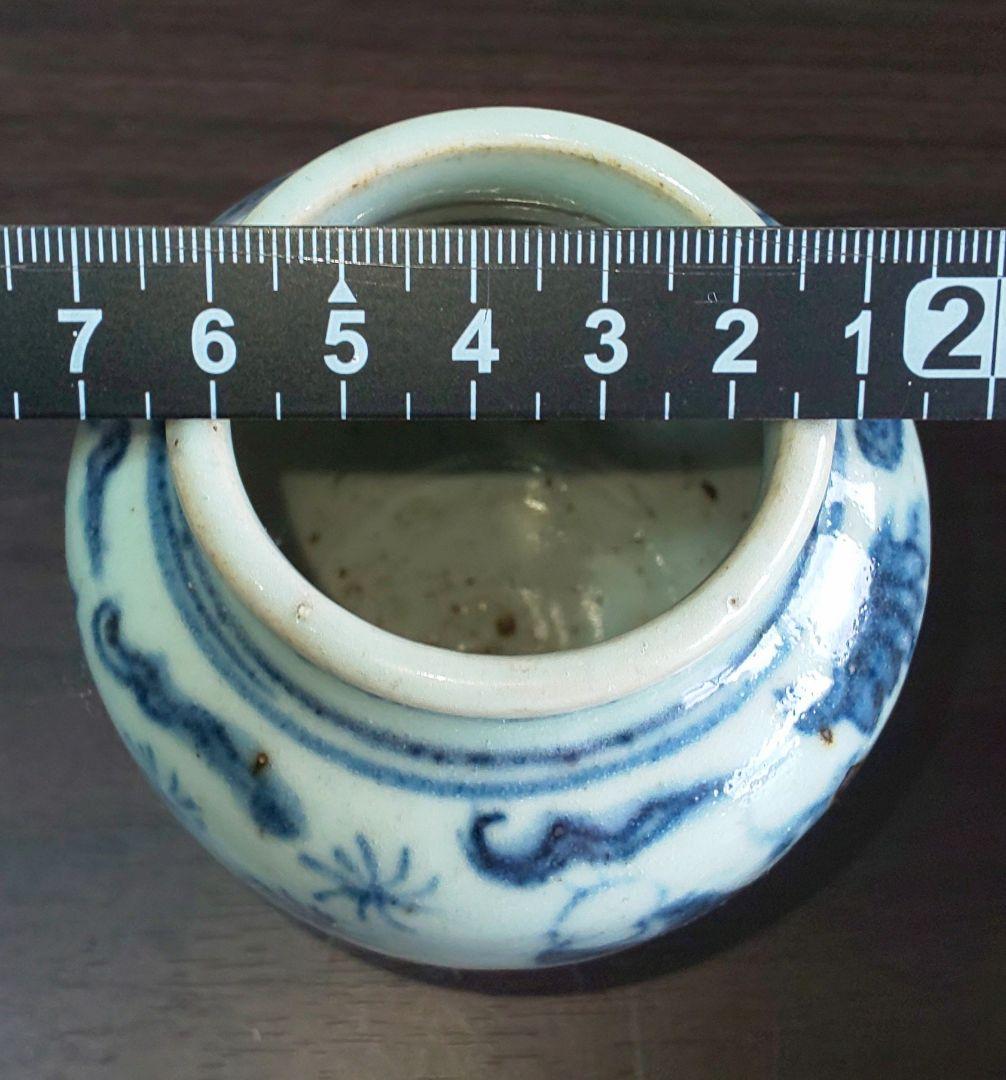 中国美術 白磁染付 明 清時代 人物花模様陶器の壺