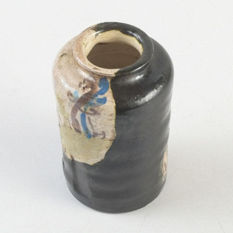 クレヨン7色 　草文　茶入　仕覆付　裏千家八代　又玄斎極め箱　D 9466