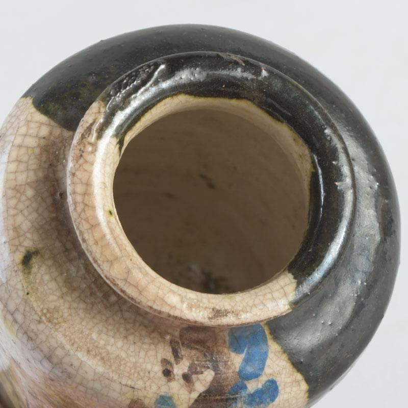 クレヨン7色 　草文　茶入　仕覆付　裏千家八代　又玄斎極め箱　D 9466