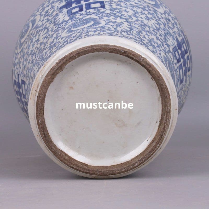 青花磁器四喜図将軍缶 景徳鎮 陶磁器 装飾品 現代工芸品 美術品 置物