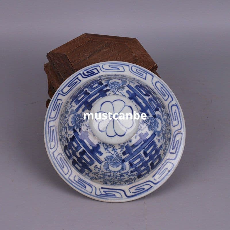 青花磁器四喜図将軍缶 景徳鎮 陶磁器 装飾品 現代工芸品 美術品 置物