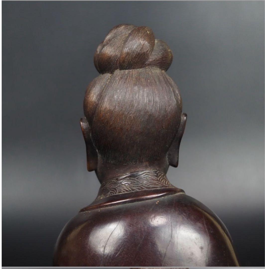 送料無料　清時代　龍眼木彫刻　観音坐像　仏像　仏教美術　高さ22ｃｍ