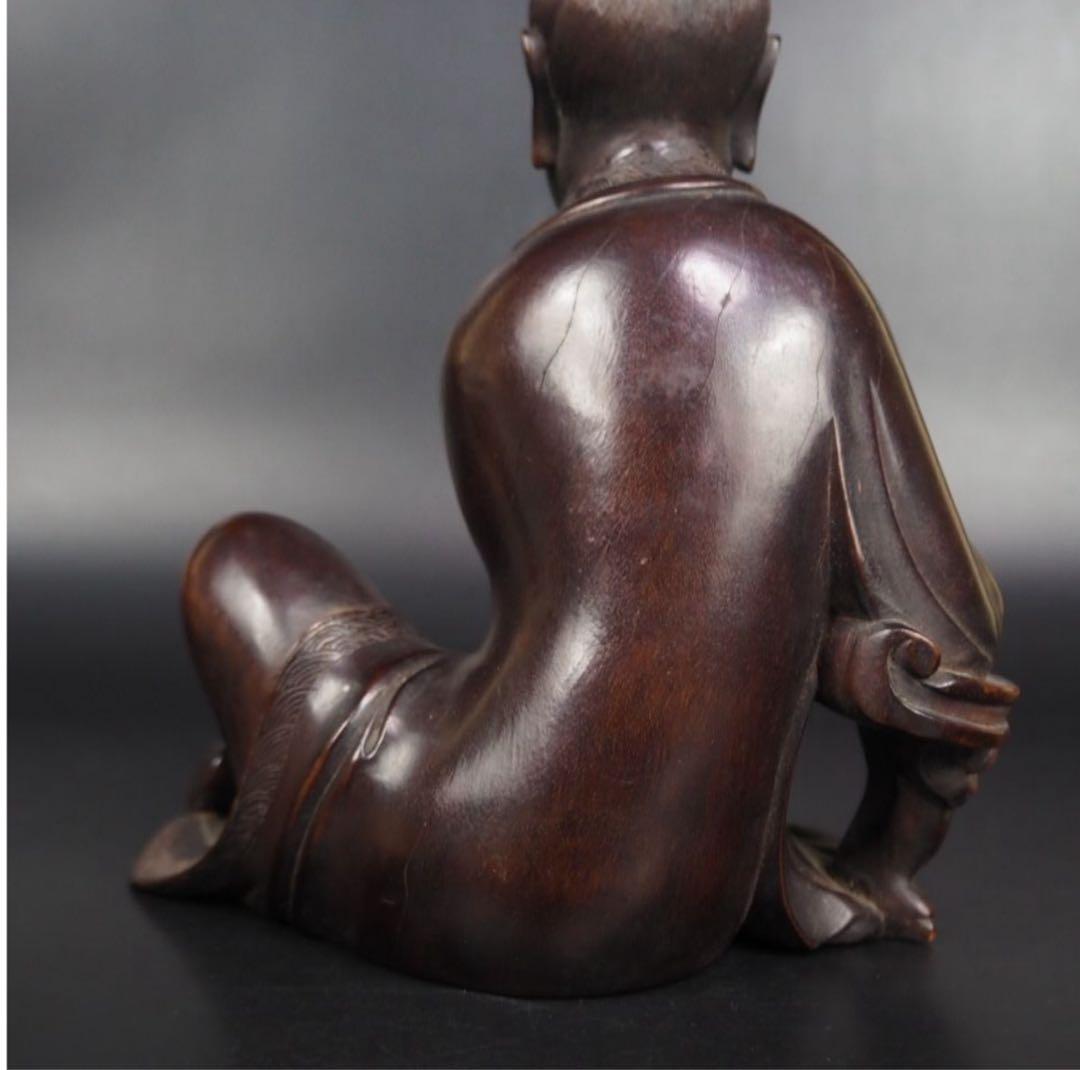 送料無料　清時代　龍眼木彫刻　観音坐像　仏像　仏教美術　高さ22ｃｍ