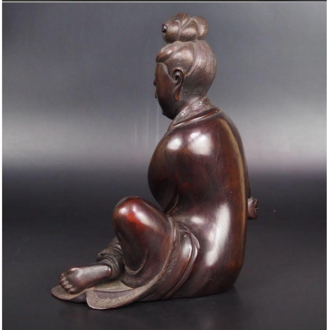 送料無料　清時代　龍眼木彫刻　観音坐像　仏像　仏教美術　高さ22ｃｍ