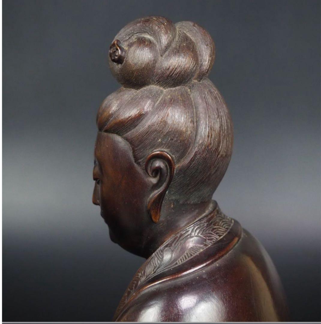 送料無料　清時代　龍眼木彫刻　観音坐像　仏像　仏教美術　高さ22ｃｍ