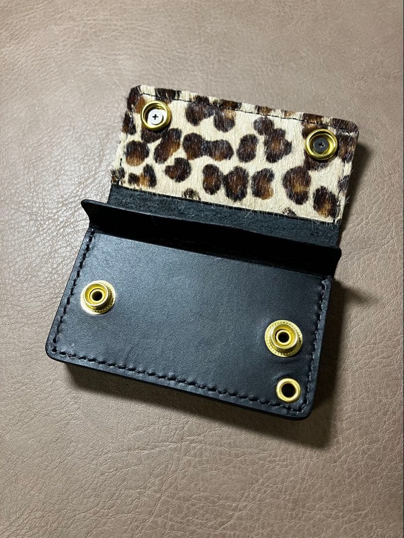 ミニ トラッカーウォレット ショート 3層 姫路レザー 豹柄 アポロコンチョ