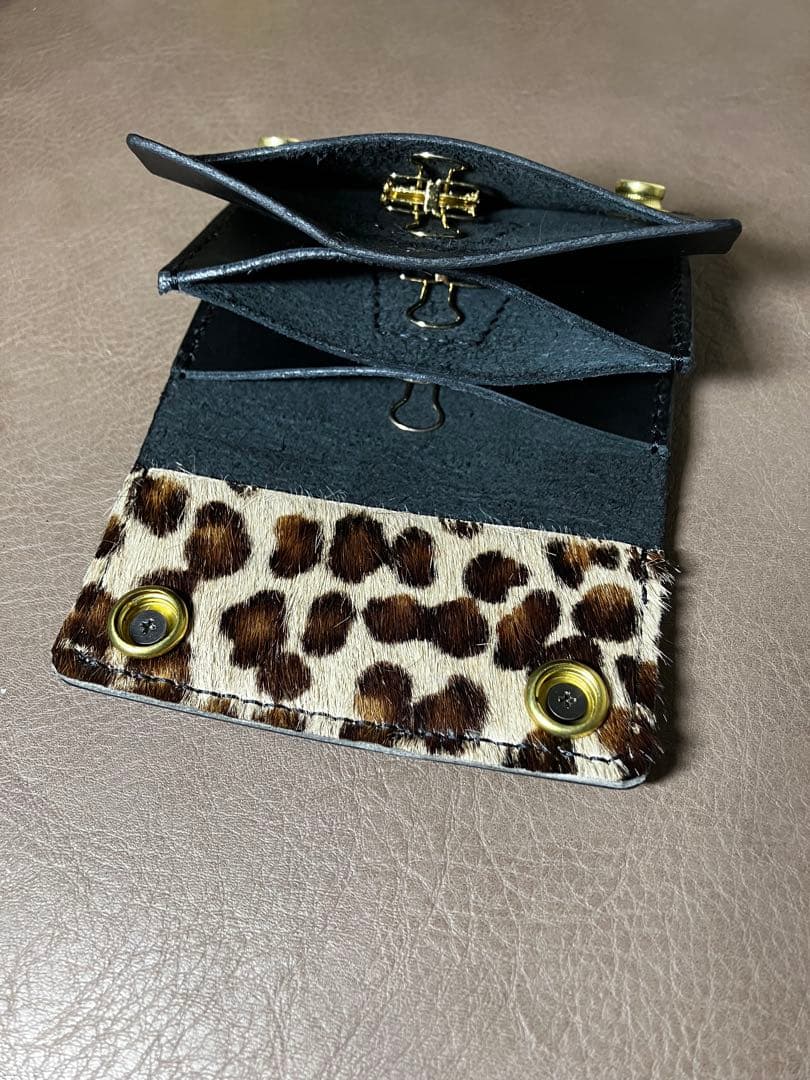 ミニ トラッカーウォレット ショート 3層 姫路レザー 豹柄 アポロコンチョ