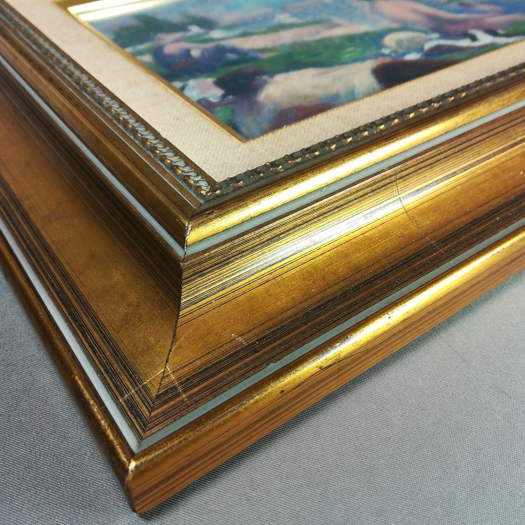 額装　ジョルジュ・スーラ　「アニエールの水浴」　ポスター　額入り