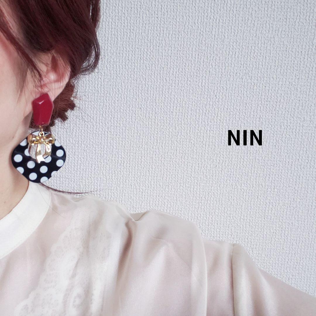 1318 ドット ゴールド ハンドメイド 大ぶり ピアス イヤリング 個性的