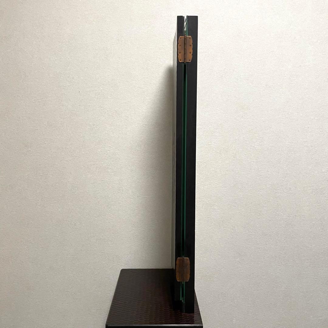 鎌倉彫 姿見　三面鏡 鏡台　彫刻 牡丹花 レトロ 最高級銅引鏡 ミエミラー