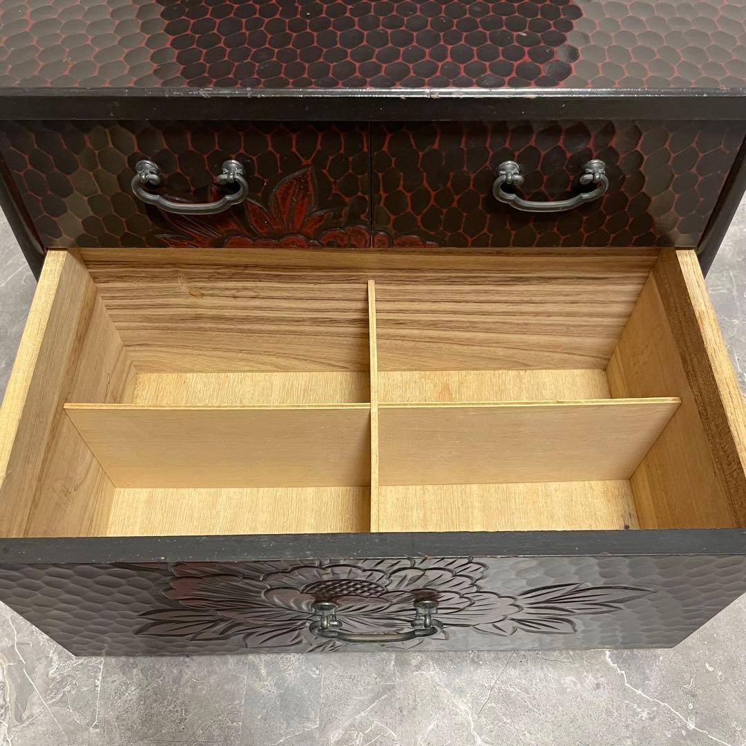 鎌倉彫 姿見　三面鏡 鏡台　彫刻 牡丹花 レトロ 最高級銅引鏡 ミエミラー