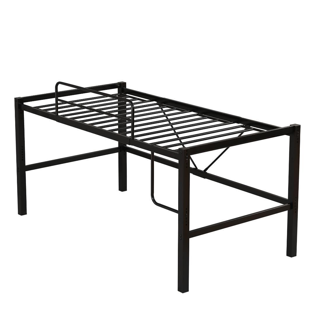 【ブラック】高さ90cmロフトベッド パイプベッド シングルベッド 高さ調整可能