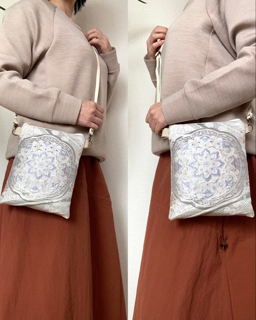 大人可愛いサコッシュバッグ帯リメイクサコッシュバッグ着物リメイクバッグ5107