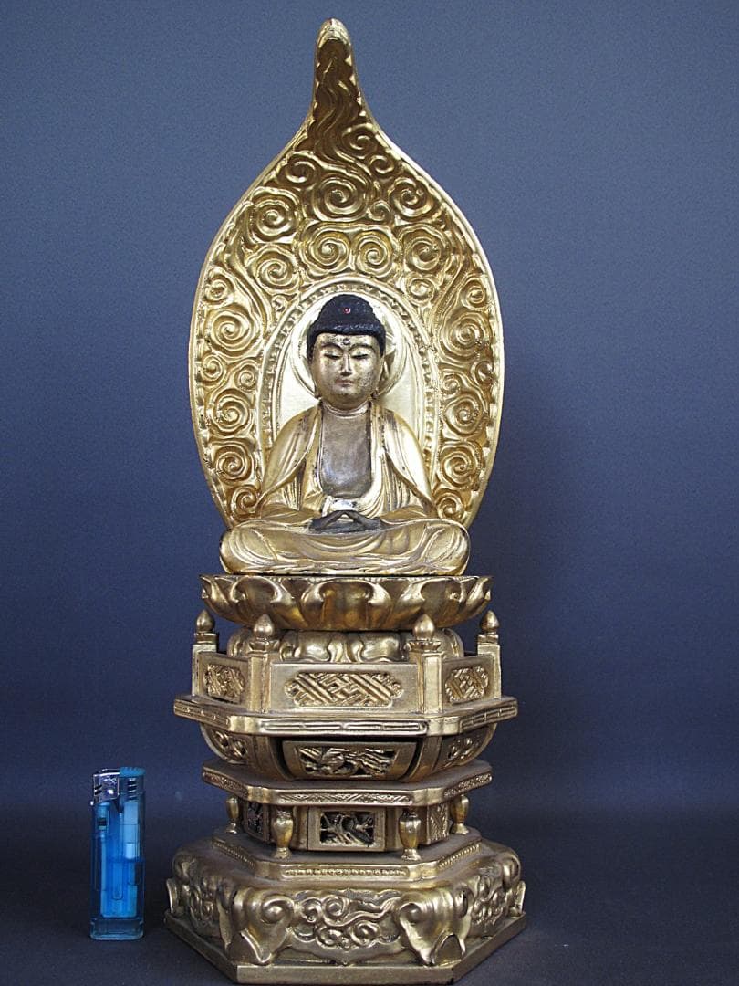 玉眼!!『木造 釈迦如来座像』古仏 総高44㎝