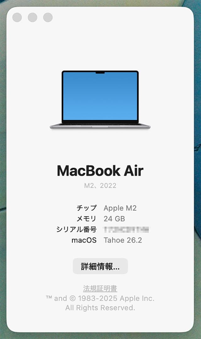 MacBook Air M2 24GB 1TB 13.6inch シェルケース付