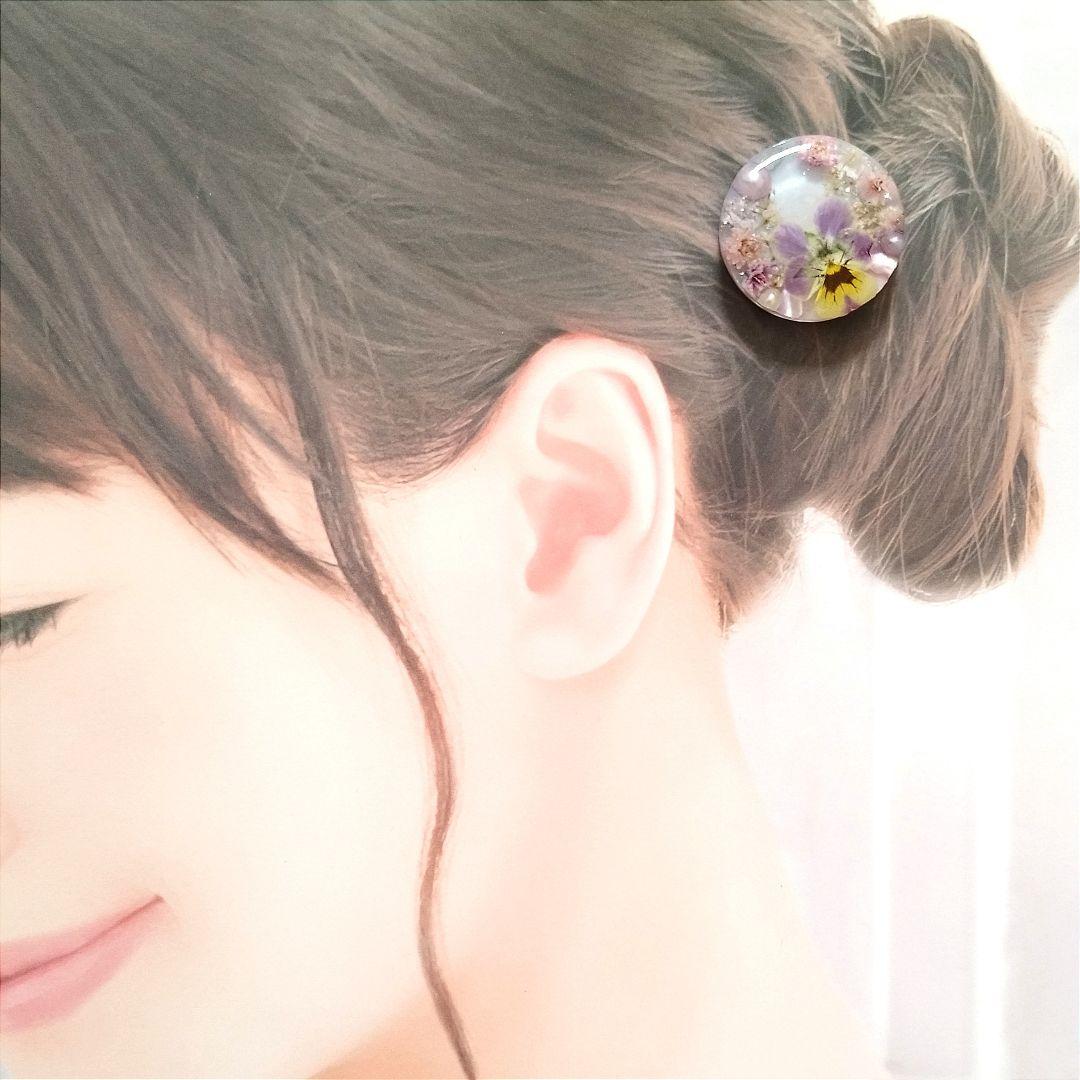 no.1773 レジン ヘアゴム ブローチ ポニーフック