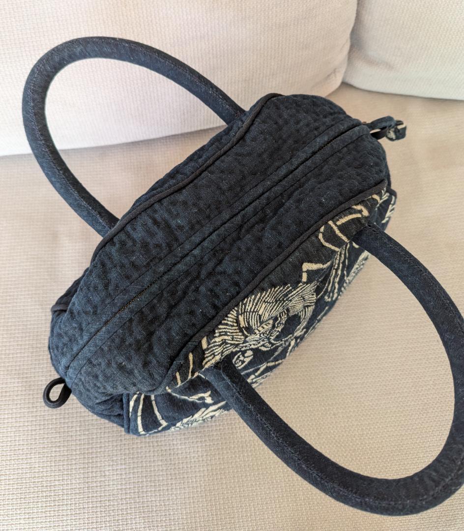 古布 藍染 手作り ハンドバッグ ヴィンテージ 36cm Indigo Blue