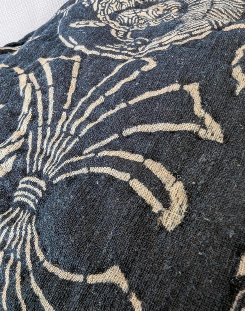 古布 藍染 手作り ハンドバッグ ヴィンテージ 36cm Indigo Blue