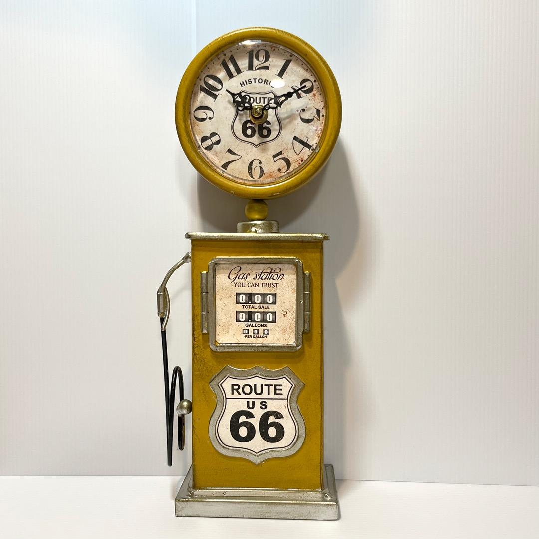 ルート66 置き時計　ガスポンプ　アメリカン雑貨　レトロ　アンティーク調