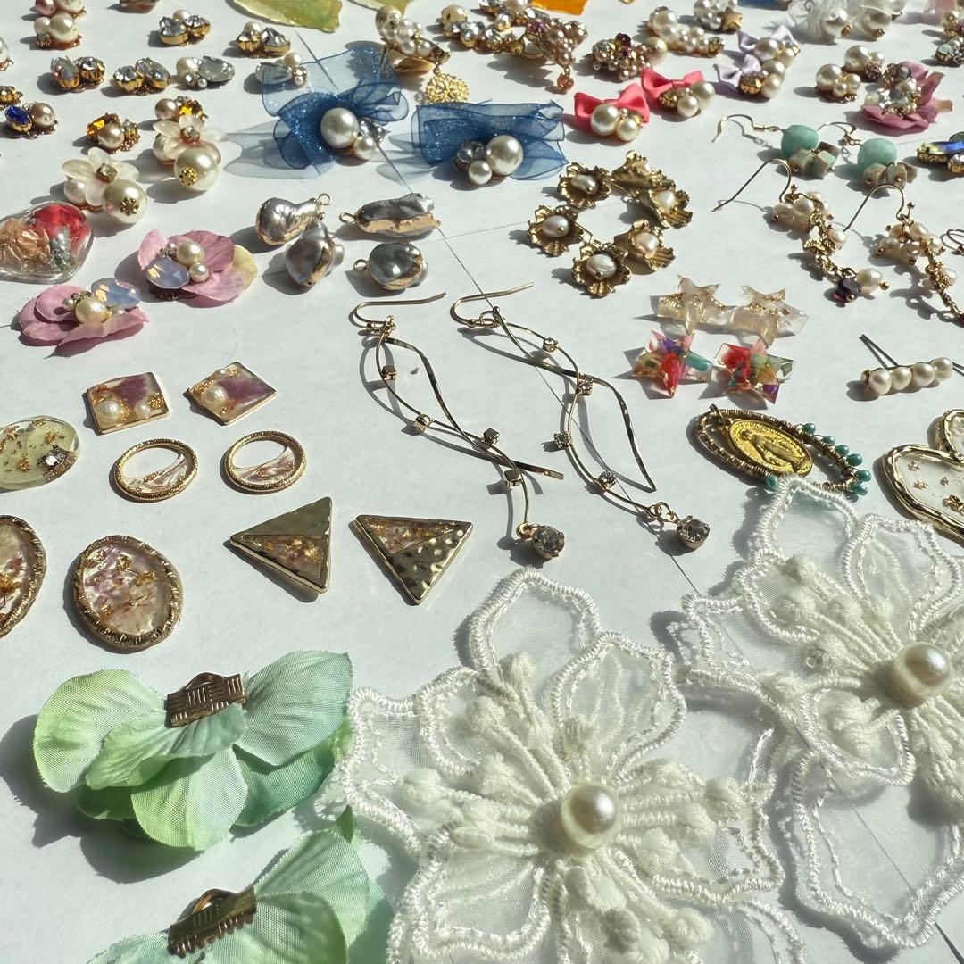 ハンドメイドアクセサリー まとめ売り 大量 ピアス イヤリング カメオ 天然石