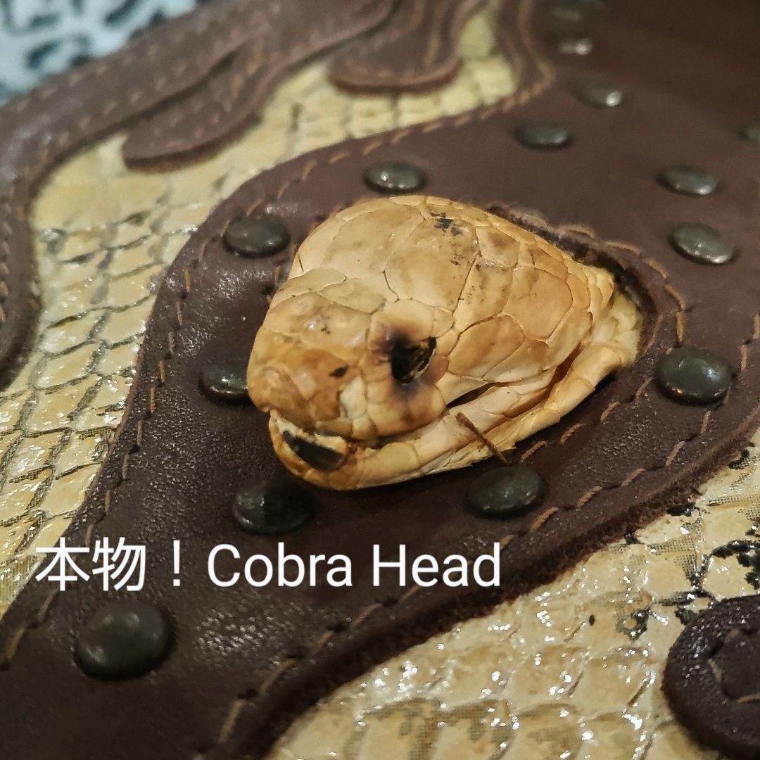 希少！レザー メディスンバッグ 本物コブラヘッド付