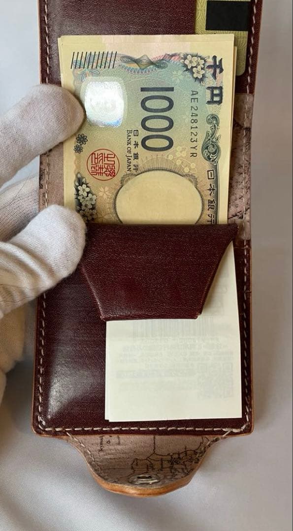 【試作モデル】ロディアカバー兼二つ折り財布 本革 手縫い 多機能