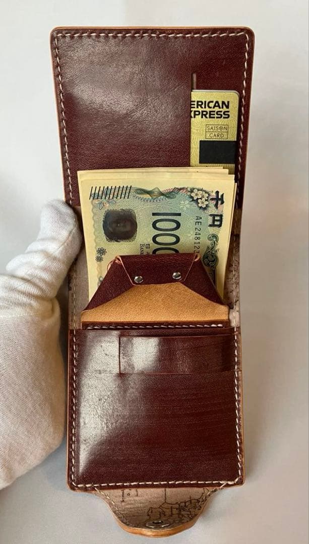 【試作モデル】ロディアカバー兼二つ折り財布 本革 手縫い 多機能