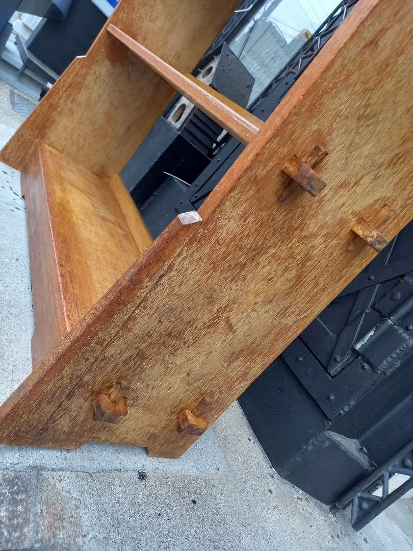 1960's　楔　細工　ウッド　サイド　オープン　ラック　キャビネット　シェルフ