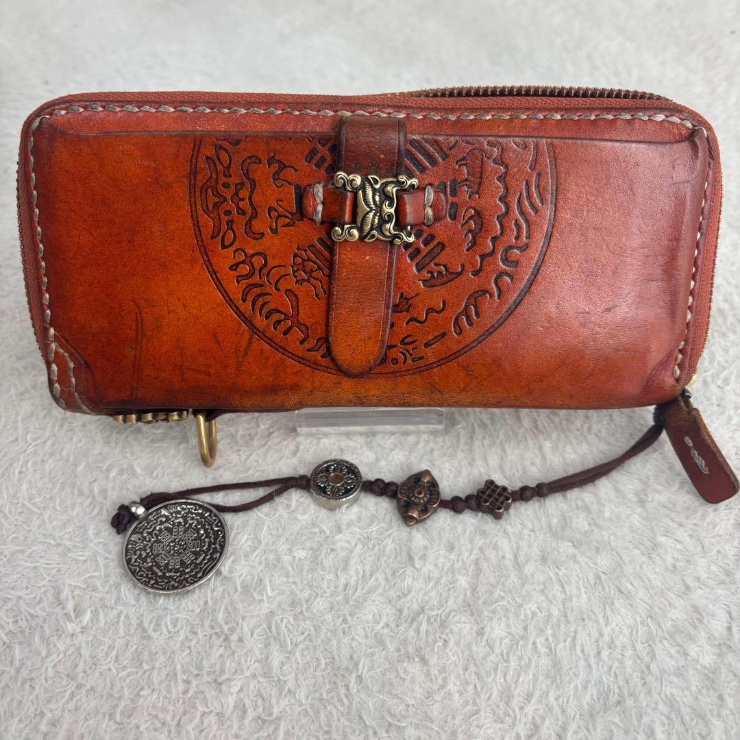 九宮転運財布 ハンドメイド ラウンドエッヂ財布 チャーム付き